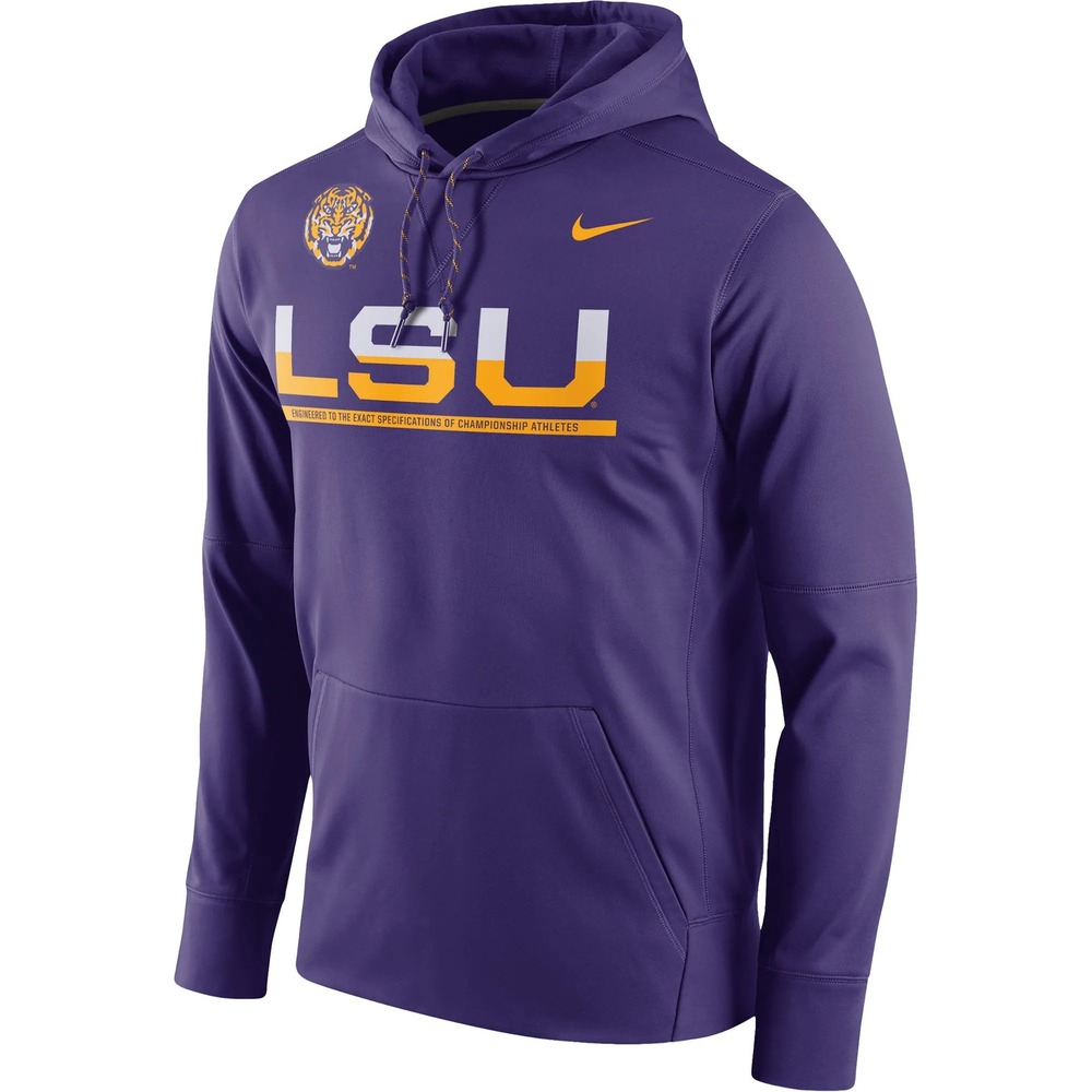 Nike LSU Tigers Therma-FIT Hoodie Mens XXL Purple Pullover Sweatshirt Game Day